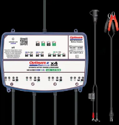 Produktbild von Batterieladegerät OptiMATE 2 Duo 4-Bank 5-stufig, 12V/12.8V/13.2V, 0.8A STD/AGM/Gel/Lithiu