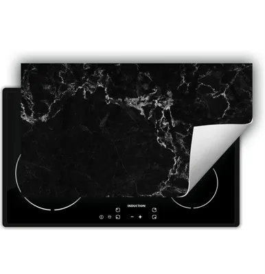 Produktbild von DarHaus Herdabdeckplatte 90x52 cm Anti Rutsch Matte Aufrollbar, Marmor - schwarz