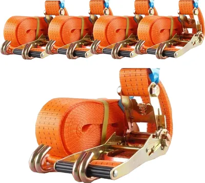 Produktbild von 5x Profi Ratschen Spanngurt Spanngurte Zurrgurt 2-tlg 8m 4t 4to 4000kg ORANGE