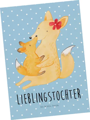 Produktbild von Mr. & Mrs. Panda Postkarte Fuchs Mama - Blau Pastell - Geschenk, einzelkarte, Muttertag, Postkarten, Ansichtskarten, Tochter, Schoß, Mutter, Ansichtskarte, bildkarte
