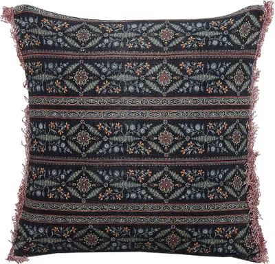 Obrázek produktu pro BELIANI Dekorativní polštář vícebarevný samet a bavlna 45 x 45 cm květovaný vzor se střapci moderní design