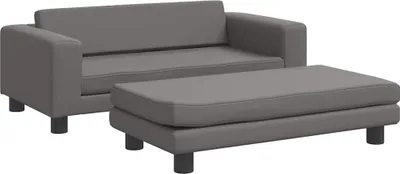 A gray sofa and ottoman are shown against a white background.