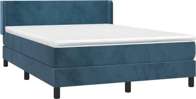 Image de vidaXL Lit boxspring avec matelas bleu foncé 140x190 cm velours