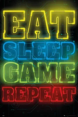 Immagine prodotto di Gaming - Mangia, dormi, gioca, ripeti - Videogiochi - Stampa poster - Dimensioni 61x91,5 cm