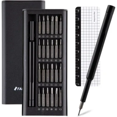 Obrázek produktu pro Sada šroubováků Feinmechaniker, 26 dílů, včetně bitů Torx, Phillips a Pentalobe, pro opravy elektroniky, černá barva