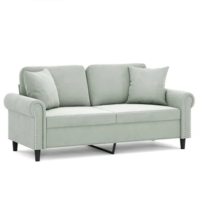 Produktbild von vidaXL 2-Sitzer-Sofa mit Zierkissen Hellgrau 140 cm Samt