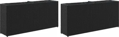 Produktbild von vidaXL Pflanzkübel mit 2 Töpfen 2 Stk. Schwarz 90x20x40 cm Poly Rattan