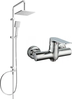Produktbild von Mexen Tord Brausegarnitur für Aufputzmontage mit Kopfbrause und Mischbatterie Pecos, Chrom - 72740200-00