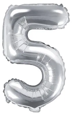 Produktbild von Folienballon Zahl "5" 35cm silber Metall 1 Stk.