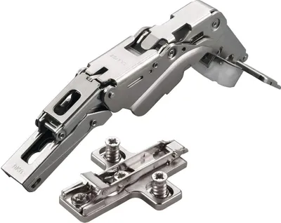 Produktbild von 2 x Salice Topfband 155° Serie 200 mit Dämpfer im Topf Bohrbild T45 Eckanschlag mit Kreuz-Montageplatte Höhe 6 mm mit vormontierten Euroschrauben, Exzenterverstellung Schrankscharnier von SOTECH