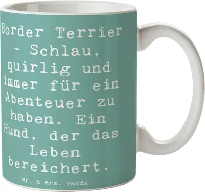 Produktbild von Mr. & Mrs. Panda Kaffeetasse Spruch Border Terrier Abenteuer - Meeresbrise - Geschenk, Tasse mit, Hunderassen, Becher, Lebensfreude, Kaffeebecher, Hunde, Energie, quirlig