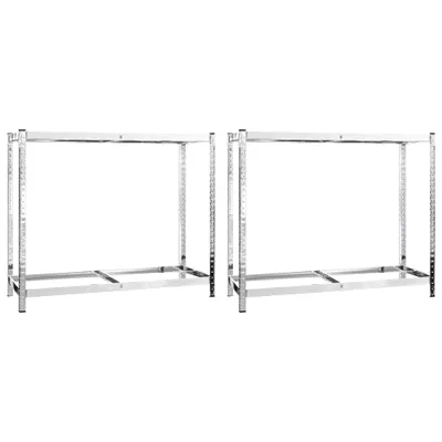 Image de Étagères à pneus avec 2 étagères 2 pcs Argenté 110x40x110 cm Acier