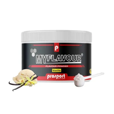 Produktbild von Prosport MyFlavour® Powder – Vanille Geschmackspulver für Shakes & Desserts – Kalorienarm, mit Süßungsmittel – Für Quark, Joghurt, Milch – 150g Dose