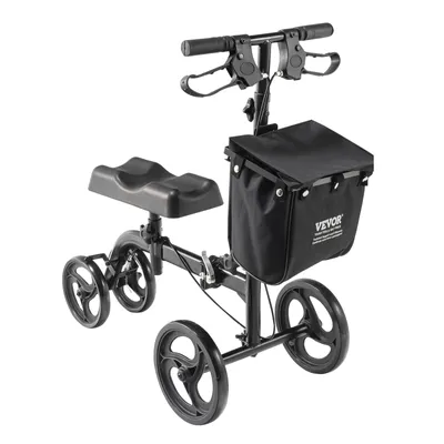 Immagine prodotto di VEVOR knee roller, deambulatore per ginocchia Acciaio al carbonio con manubrio e ginocchiera regolabili in altezza, ruote solide, doppi freni, rullo per il recupero delle gambe dopo fratture della caviglia e del piede