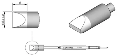 Produktbild von JBC Lötspitze Serie C245 Meißelform, C245967HT/6,6 x 1,8 mm, gerade C245967