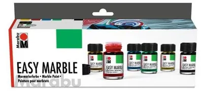 Obrázek produktu pro Marabu 1305000000087, Černá, Modrá, Zelená, Červená, Průhledná, Žlutá, Olejová barva mísitelná s vodou, Tekutina, 90 ml, 6 kusů
