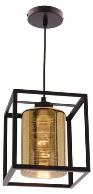 Image de Suspension Luri à abat-jour cylindrique doré, noir et doré, 1xE27x40W, métal, dimensions : 100x19x19 cm, IP20, Candellux