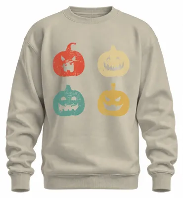 Produktbild von Halloween Kürbisgesichter Vintage Retro Grunge Kürbisgesicht Sweatshirt Pullover, Natur, S