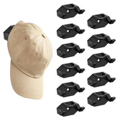 Cap-Halter Wandmontage 12er-Set selbstklebend schwarz