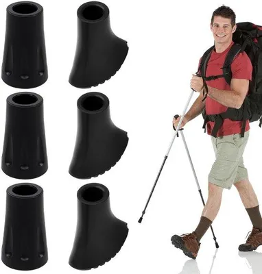 Zdjęcie produktu dla Gumowe nakładki na kijki do nordic walking, antypoślizgowe, zestaw 6 sztuk