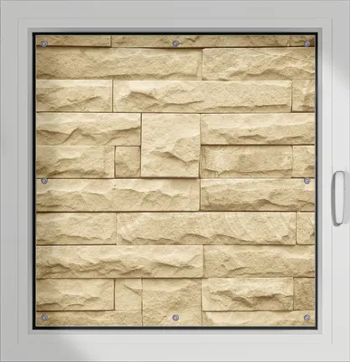 Produktbild von Wallario Lichtschutzbild, Dekorativer Sichtschutz Sonnenschutz 96 x 93 cm mit Motiv: Steinwand gelb - Verdunklung ohne Bohren