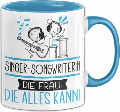 Produktbild von Singer-Songwriterin Geschenk Tasse Becher Die Frau Die Allen Kann Geschenkidee für eine Singer-Songwriterin Lustig (Blau)