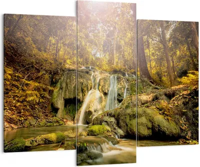 Produktbild von Bild auf Leinwand - Leinwandbild - Wald Wasserfall Natur Umwelt - 130x100cm - Wand Bild - Wanddeko - Leinwanddruck - Bilder - Kunstdruck - Wanddekoration - Leinwand bilder - Wandkunst - CB130x100-2959