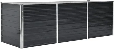Imagen del producto de Cama elevada de metal para jardín, fabricada en acero galvanizado. Maceta para plantas resistente a la intemperie y a la corrosión. Maceta rectangular para verduras, ideal para jardín y terraza. Color: antracita. Dimensiones: 240 x 80 x 77 cm