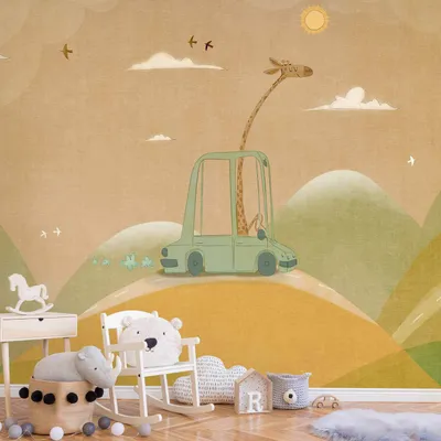 Produktbild von Selbstklebende Folie Fototapete - Traveling Giraffe 441x315 cm Für Kinder e-A-10139-a-a