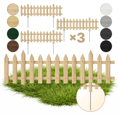 Produktbild von Floranica 3 STK 100 x 40 cm Unbehandelt mit Metallpfosten Gartenzaun Vorgartenzaun Steckzaun Zierzaun Lattenzaun