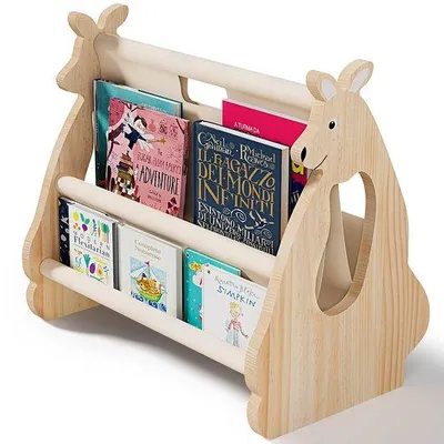 Produktbild von Ibenzoa® Holz-Kinderbuchregal mit Montessori‑Inspiration – bodennahes Känguru‑Design aus em Holz, ideal für 1–3 Jahre