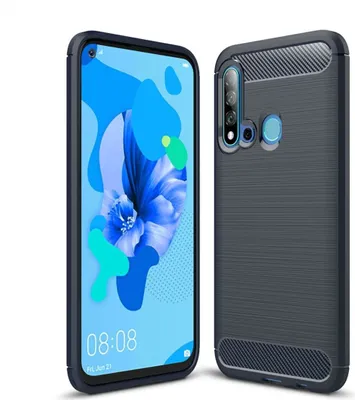 Image de Coque de protection pour téléphone portable Huawei P20 Lite 2019, aspect carbone, couleur bleue