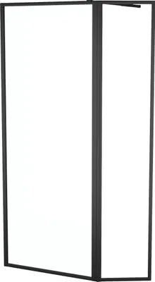Image de Paroi de Douche avec Volet Pivotant - Cadre et Bras Alu. NOIR MAT - 80+40x200cm - DARK CONTOURING