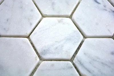 Produktbild von Handmuster Mosaik Fliese Marmor Naturstein Hexagon Marmor weiß Carrara Optik MOS44-0103_m