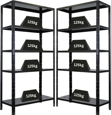 Produktbild von Mega Deal | 2x Schwerlastregal Ares| HxBxT 180x90x40cm | Fachlast 125 kg | Schwarz