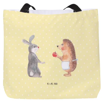 Produktbild von Mr. & Mrs. Panda Reisetasche Hase Igel - Gelb Pastell - Geschenk, Schultasche, Strandtasche, Tote Bag, Lustige Sprüche, Trösten, Herzschmerz, Tasche, und, Liebe Spruch