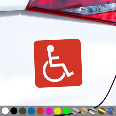 Produktbild von PantherPixel Rollstuhl Aufkleber Behindert Hinweis Rollstuhlfahrer Sticker Auto Geschenkidee Farbe Rot