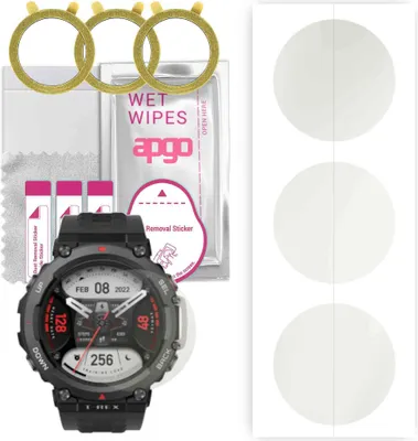 Produktbild von apgo 3 Stück Schutzfolie, Matt, kompatibel mit Amazfit T-Rex 2 Smartwatch, Hydrogel Displayschutzfolie mit Positionierhilfe, Displayfolie, robust und kratzfest