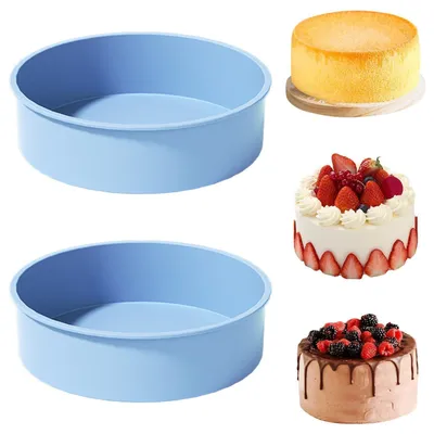 Produktbild von Silikon Backform Rund 20 cm BPA-Frei 2 Stück Blau