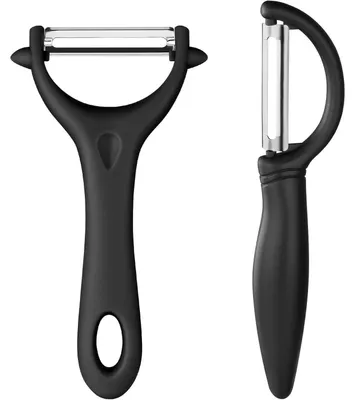 Produktbild von 2er Set Universalschäler Sparschäler Edelstahl Y- und I-Form Schwarz