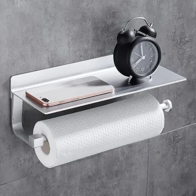 Produktbild von Küchenpapier Rollenständer – Wandmontage, Aluminium, matt Silber, ohne Bohren