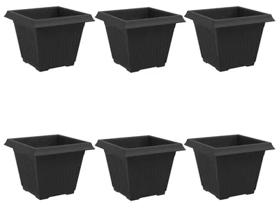 Produktbild von vidaXL Quadratischer Blumentopf 6 stk. Schwarz 38 x 38 x 30 cm