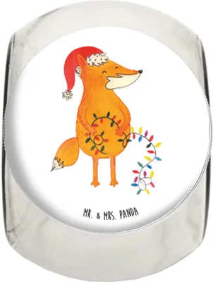 Produktbild von Mr. & Mrs. Panda Bonboniere Fuchs Weihnachten XL 2000ml - Weiß - Geschenk, Vorratsbehälter, Winter, Teedose, Kaffeedose, Füchse, Vorratsglas, Nikolaus, Aufbewahrungsdose