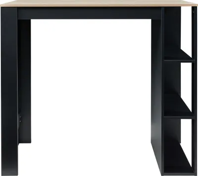Produktbild von Bartisch 'Danderyd' Bartheke 120 x 60 x 106 cm mit 3 Ablagefächern Schwarz/Eicheoptik