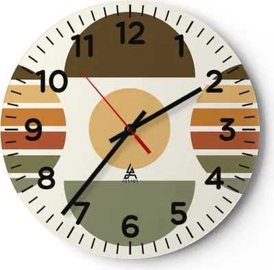 Produktbild von Wanduhr - Rund - Glasuhr - Modern gemustert minimalistisch - 40x40cm - Schleichendes Uhrwerk - Lautlos - zum Aufhängen bereit - Dekoration Modern - Wanddekoration aus Glas - C4AR40x40-4569