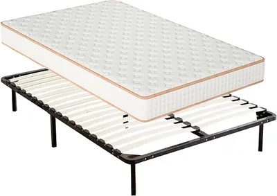 Image de DEWINNER Matelas mousse+sommier à lattes sur pieds-7 pieds Lit inclus (140 x 190, 18CM)