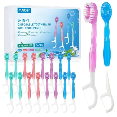 Produktbild von 36 Mini-Einweg-Zahnbürsten, 5-in-1, ideal für Reisen