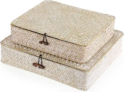 Produktbild von Famanu Aufbewahrungskorb Natürliches Seegras mit Deckel - Set von 2