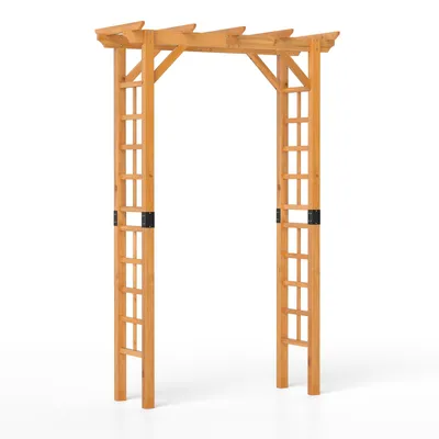 Obrázek produktu pro COSTWAY Oblouk pro růže se stříškou, zahradní oblouk pro popínavé rostliny a závěsné koše, oblouk pro popínavé rostliny z jedlového dřeva 140x60x215cm oranžový