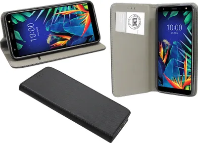 Produktbild von cofi1453® Buch Tasche "Smart" kompatibel mit LG K40 Handy Hülle Etui Brieftasche Schutzhülle mit Standfunktion, Kartenfach Schwarz